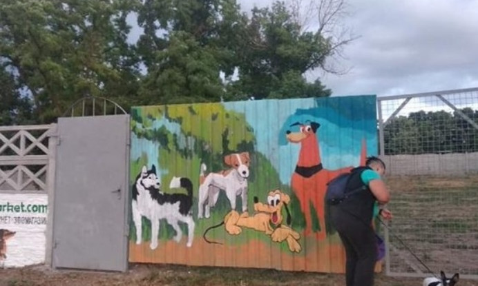 В Днепре разрисовали площадку для выгула собак 