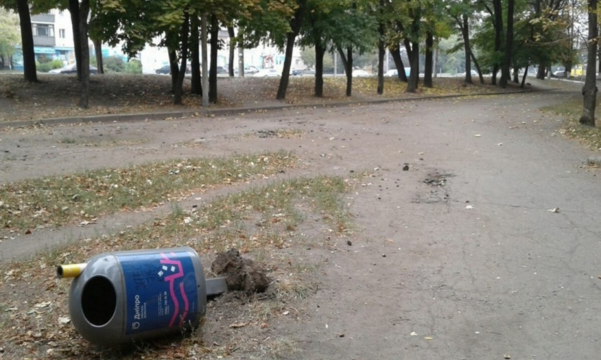 ЧП в Днепре: вандалы оторвали урны в парке Хмельницкого