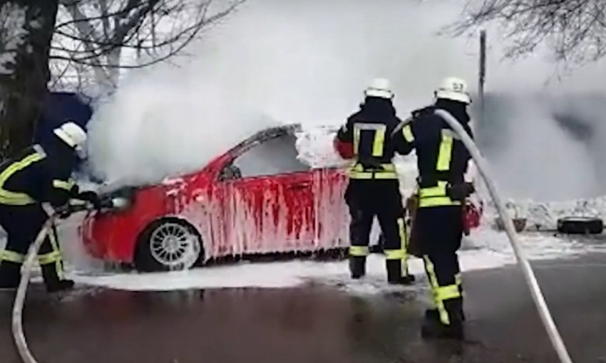 Пожар под Днепром: сотрудники ГСЧС тушили авто